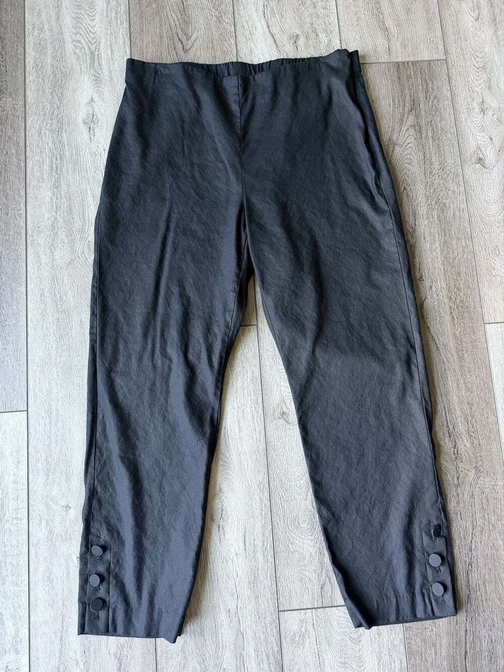 J.Jill Linen Stretch Black Pants with Button Hem Details Size M